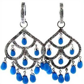 vintage earrings 9.6 Tcw Tourquaise Rose Cut Diamond 925 Sterling Silver art deco jewelry