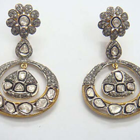 victorian earrings 4.1 Tcw  Rose Cut Diamond 925 Sterling Silver fine antique jewelry