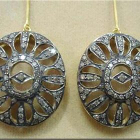 polki earrings 2.2 Tcw  Rose Cut Diamond 925 Sterling Silver vintage jewelry