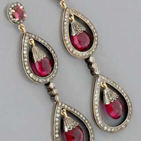 polki earrings 7.45 Tcw Ruby Rose Cut Diamond 925 Sterling Silver fine antique jewelry