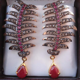 rose cut earrings 4.5 Tcw Ruby Rose Cut Diamond 925 Sterling Silver victorian jewelry