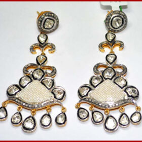 antique earrings 3.3 Tcw  Rose Cut Diamond 925 Sterling Silver victorian jewelry