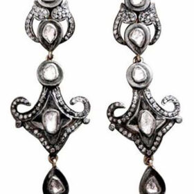 victorian earrings 2.5 Tcw  Rose Cut Diamond 925 Sterling Silver vintage art deco jewelry