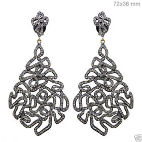 polki earrings 5.22 Tcw  Rose Cut Diamond 925 Sterling Silver vintage art deco jewelry