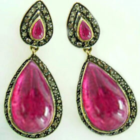 victorian earrings 6 Tcw Ruby Rose Cut Diamond 925 Sterling Silver fine antique jewelry