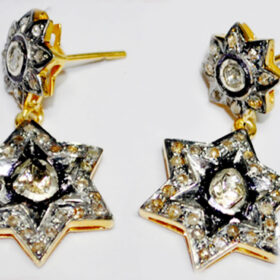 antique earrings 2.22 Tcw  Rose Cut Diamond 925 Sterling Silver victorian jewelry