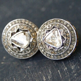 victorian earrings 2 Tcw  Rose Cut Diamond 925 Sterling Silver vintage art deco jewelry