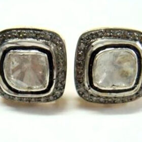 rose cut earrings 1.12 Tcw  Rose Cut Diamond 925 Sterling Silver antique vintage jewelry