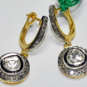 victorian earrings 1.5 Tcw  Rose Cut Diamond 925 Sterling Silver fine antique jewelry