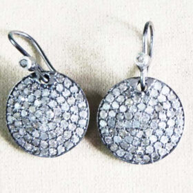 polki earrings 2.22 Tcw  Rose Cut Diamond 925 Sterling Silver vintage jewelry