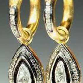 antique earrings 1.65 Tcw  Rose Cut Diamond 925 Sterling Silver victorian jewelry