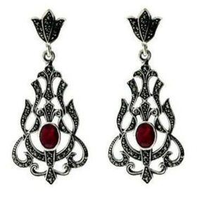 rose cut earrings 4.35 Tcw Ruby Rose Cut Diamond 925 Sterling Silver victorian jewelry