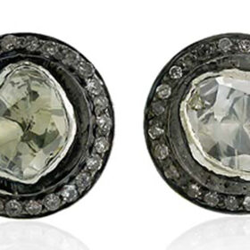 antique earrings 1.1 Tcw  Rose Cut Diamond 925 Sterling Silver vintage style jewelry