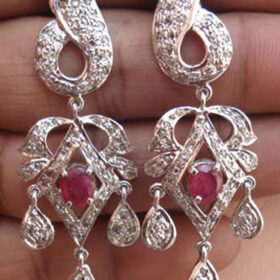 rose cut earrings 3.45 Tcw Ruby Rose Cut Diamond 925 Sterling Silver antique vintage jewelry