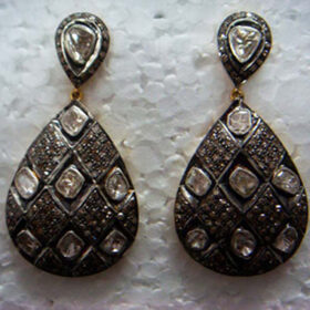 antique earrings 3.23 Tcw  Rose Cut Diamond 925 Sterling Silver victorian jewelry