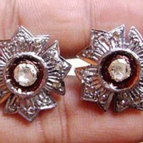 uncut earrings 0.6 Tcw  Rose Cut Diamond 925 Sterling Silver art deco jewelry