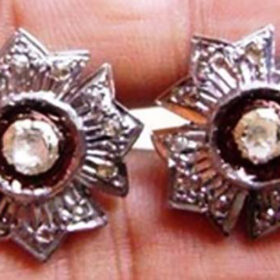 polki earrings 0.95 Tcw  Rose Cut Diamond 925 Sterling Silver vintage art deco jewelry