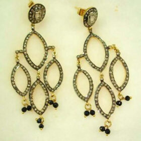 victorian earrings 3.2 Tcw sapphire Rose Cut Diamond 925 Sterling Silver fine antique jewelry