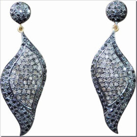 uncut earrings 3.7 Tcw  Rose Cut Diamond 925 Sterling Silver art deco jewelry