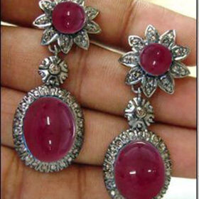 vintage earrings 6.1 Tcw Ruby Rose Cut Diamond 925 Sterling Silver vintage diamond jewelry