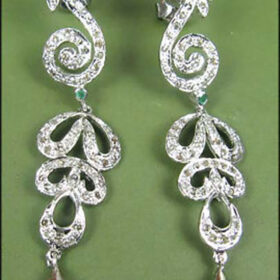 vintage earrings 4.75 Tcw Ruby, Emerald Rose Cut Diamond 925 Sterling Silver art deco jewelry