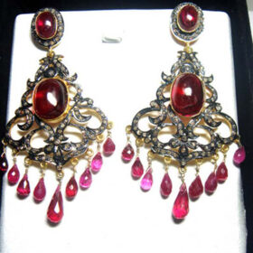 uncut earrings 7.45 Tcw Ruby Rose Cut Diamond 925 Sterling Silver vintage diamond jewelry