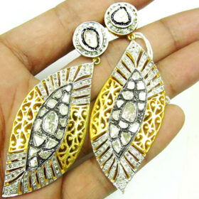 rose cut earrings 3.65 Tcw  Rose Cut Diamond 925 Sterling Silver victorian jewelry