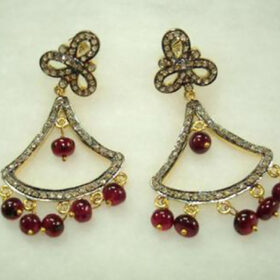 vintage earrings 4.02 Tcw Ruby Rose Cut Diamond 925 Sterling Silver vintage diamond jewelry