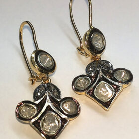 uncut earrings 1.2 Tcw  Rose Cut Diamond 925 Sterling Silver vintage diamond jewelry