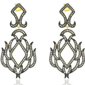 antique earrings 3.66 Tcw  Rose Cut Diamond 925 Sterling Silver victorian jewelry