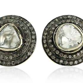 victorian earrings 1.6 Tcw  Rose Cut Diamond 925 Sterling Silver vintage jewelry