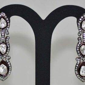 victorian earrings 3.76 Tcw  Rose Cut Diamond 925 Sterling Silver fine antique jewelry