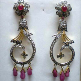 vintage earrings 4.77 Tcw Ruby Rose Cut Diamond 925 Sterling Silver vintage diamond jewelry