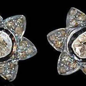 victorian earrings 1.02 Tcw  Rose Cut Diamond 925 Sterling Silver vintage jewelry