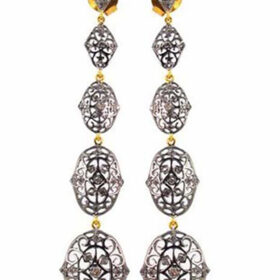 vintage earrings 1.5 Tcw  Rose Cut Diamond 925 Sterling Silver art deco jewelry