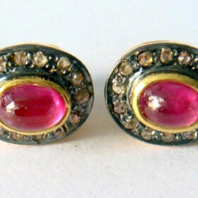 vintage earrings 1.6 Tcw Ruby Rose Cut Diamond 925 Sterling Silver art deco jewelry