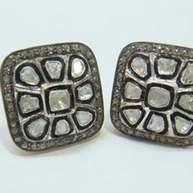 victorian earrings 2.88 Tcw  Rose Cut Diamond 925 Sterling Silver fine antique jewelry