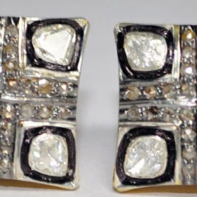 vintage earrings 2.6 Tcw  Rose Cut Diamond 925 Sterling Silver antique jewelry