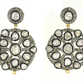 rose cut earrings 5.56 Tcw  Rose Cut Diamond 925 Sterling Silver victorian jewelry