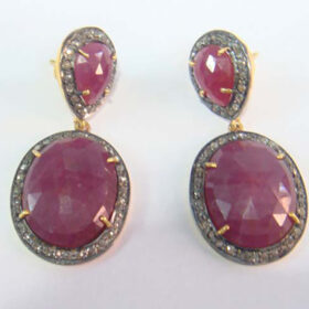 vintage earrings 8 Tcw Ruby Rose Cut Diamond 925 Sterling Silver vintage diamond jewelry