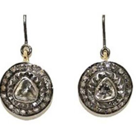 polki earrings 0.75 Tcw  Rose Cut Diamond 925 Sterling Silver fine antique jewelry