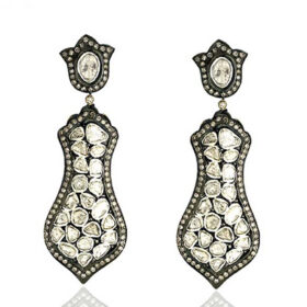 victorian earrings 5.66 Tcw  Rose Cut Diamond 925 Sterling Silver vintage jewelry