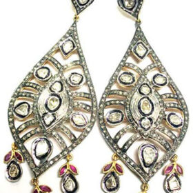 vintage earrings 4.9 Tcw Ruby Rose Cut Diamond 925 Sterling Silver art deco jewelry