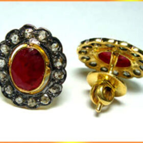 vintage earrings 2.9 Tcw Ruby Rose Cut Diamond 925 Sterling Silver vintage diamond jewelry