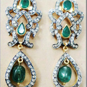 vintage earrings 5.88 Tcw Emerald Rose Cut Diamond 925 Sterling Silver vintage diamond jewelry