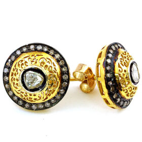 antique earrings 1.25 Tcw  Rose Cut Diamond 925 Sterling Silver victorian jewelry
