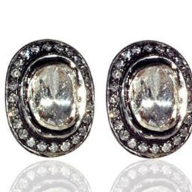 vintage earrings 1 Tcw  Rose Cut Diamond 925 Sterling Silver vintage diamond jewelry