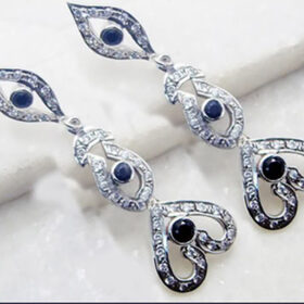 uncut earrings 3.2 Tcw Blue Sapphire Rose Cut Diamond 925 Sterling Silver antique jewelry