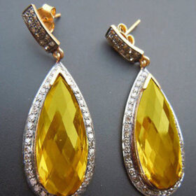 victorian earrings 6.15 Tcw Topaz Rose Cut Diamond 925 Sterling Silver vintage jewelry