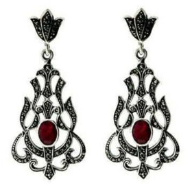 antique earrings 5.15 Tcw Ruby Rose Cut Diamond 925 Sterling Silver victorian jewelry